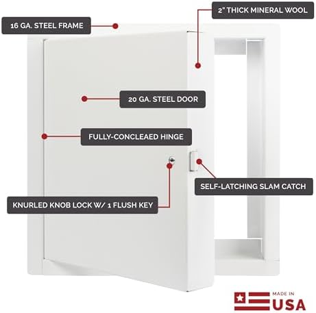 Nova 8000 Fire-Rated Access Door, 2-Hr Wall/1-Hr Ceiling, Flush Steel Panel - Image 4