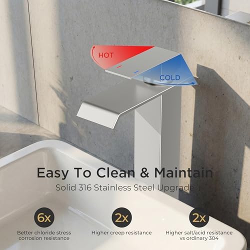 FORIOUS Vessel Bathroom Sink Faucet 1 Hole Single Handle Brushed Nickel - Image 6