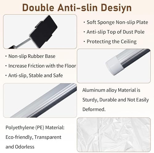 12FT Dust Barrier Poles 4 Pack, Retractable Aluminum Containment Poles Kit - Image 4