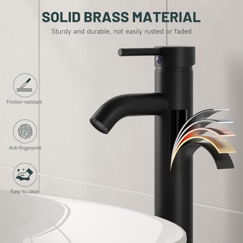 Matte Black Bathroom Faucet, Vessel Sink Faucet - Image 5