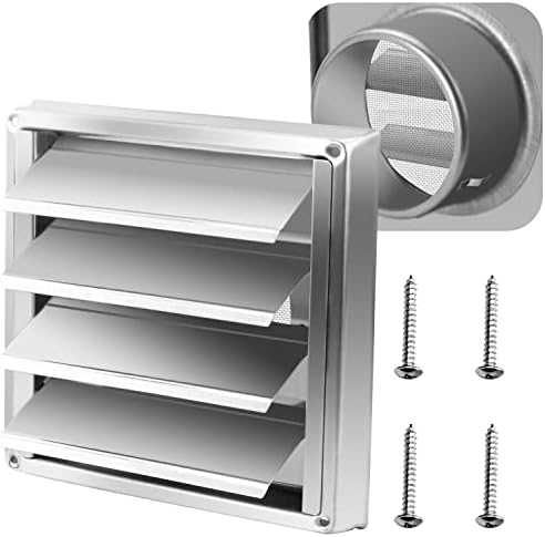4" Metal Outdoor Dryer Vent Cover Louvered by Funmit