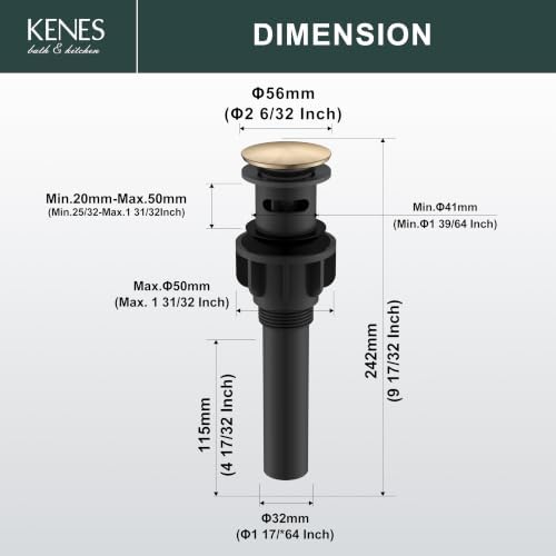 KENES 2 Pack Champagne Bronze Bathroom Sink Drain Assembly - Image 6