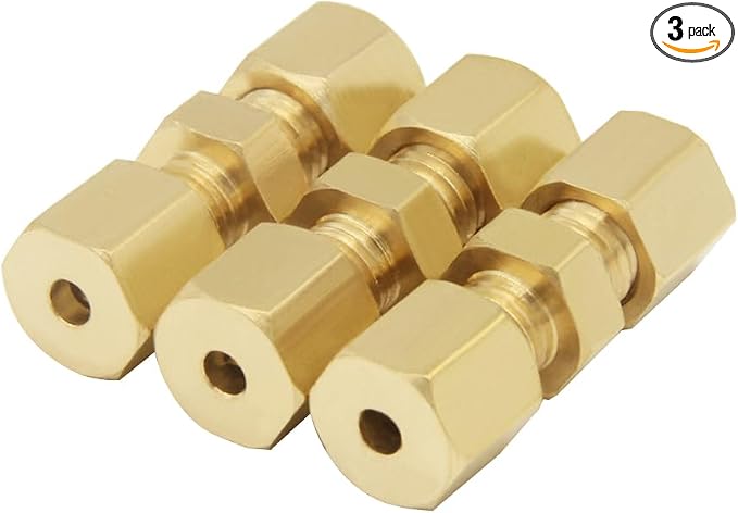 Hooshing 3PCS Brass Compression Tube Fitting 3/16" OD x 3/16" OD Connector by Hooshing