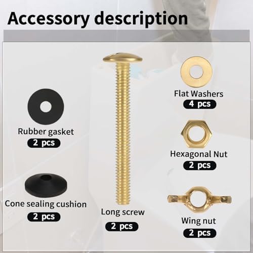 2Pcs Toliet Bolts Universal Toilet Tank to Bowl Bolts Kit Toilet Tank Bolts - Image 3
