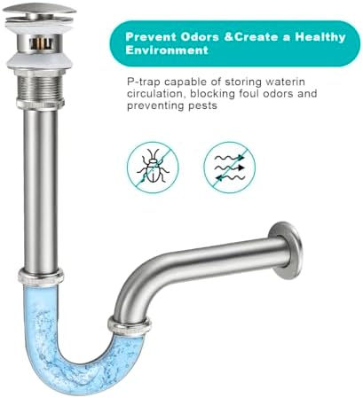 Bathroom Sink U Shape Bottle Trap Complete Set, Adjustable 1-1/4 Bottle P-Trap - Image 6