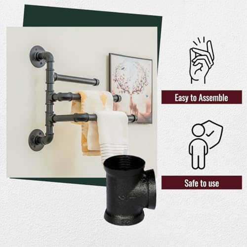 1/2" TEE Industrial Threaded Black Iron Pipe Fittings; Black Semigloss Finish - Image 4
