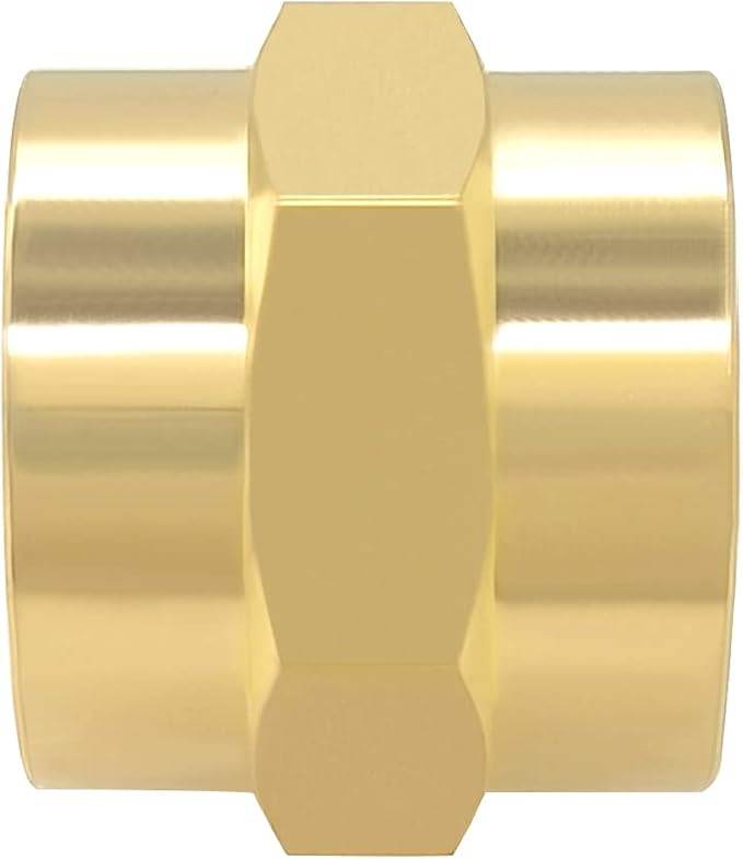 Hooshing 2PCS Brass Coupling Pipe Fitting, 3/4" x 3/4" NPT Female Coupler - Image 5