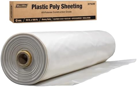 Heavy Duty Construction Plastic Sheeting 10' x 100' Roll – 6 Mil Clear by LAUCO
