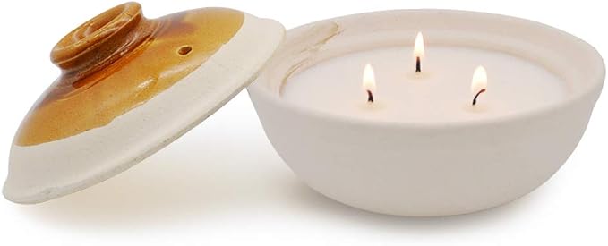 Citronella Candles in Coarse Pottery Container, Natural Soy Wax Candle Outdoor by Winbattle
