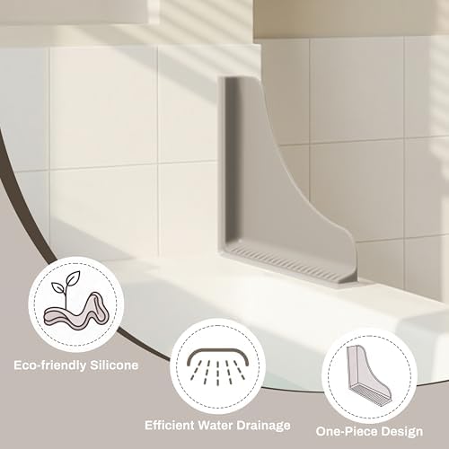 Roslim No-Adhesive Silicone Shower Corner Splash Guard, Reusable Suction Cup - Image 3