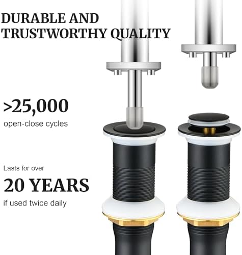 Pop up Sink Drain Stopper for Bathroom Vessel Vanity Sink Art Basin Matte Black - Image 5