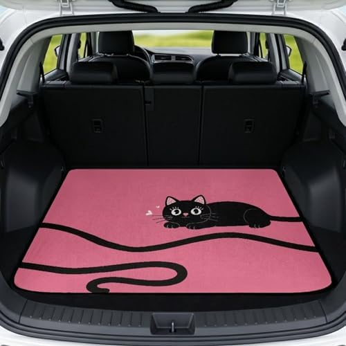 Pink Black Cat Beach Gear Trunk Mat 29"x39" by Darisoco
