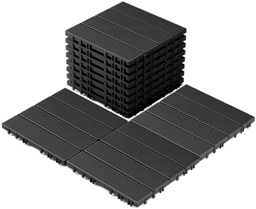 9 Pack Plastic Interlocking Deck Tiles, Patio Deck Tiles Waterproof Outdoor by laapee