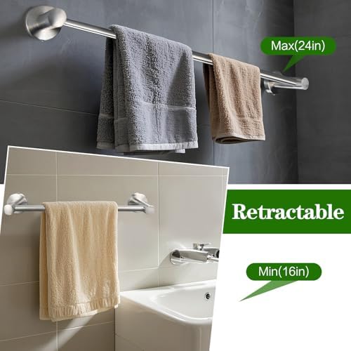 10pcs Brushed Nickel Retractable Bathroom Hardware Set - Image 2