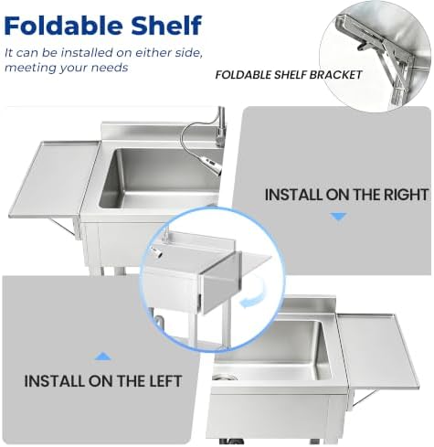 Foldable Utility Sink, Stainless Steel - Image 4