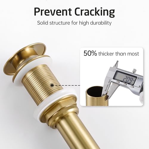 KES Pop Up Sink Drain Stopper Without Overflow, Brushed Gold 2 Pack - Image 6