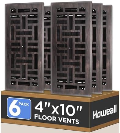 Howeall 4x10 Inches 6 Pack Heavy Duty Walkable Floor Register by Howeall