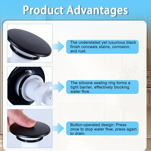 972098A Push & Seal Pop Up Drain Stopper Compatible - Image 3