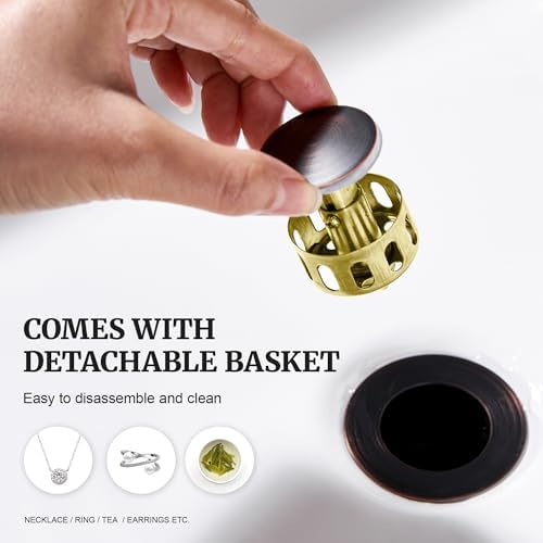 Pop up Sink Drain Stopper for Bathroom Vessel Vanity Sink Art Basin Oil Rubbed - Image 4
