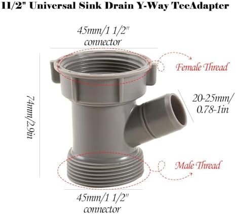 1-1/2 Inch Dishwasher Kitchen Drain Pipe Hose Adapter Wye, Kitchen Sink Pipe - Image 5