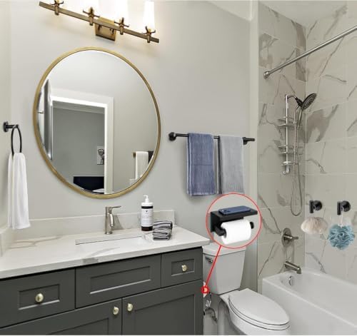 5 Pieces Matte Black Bathroom Hardware Accessories Set, 24 Inch SUS304 - Image 3