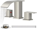 FORIOUS Bathroom Faucet Waterfall 3 Hole 8 Inch Widespread Brushed Nickel by FORIOUS