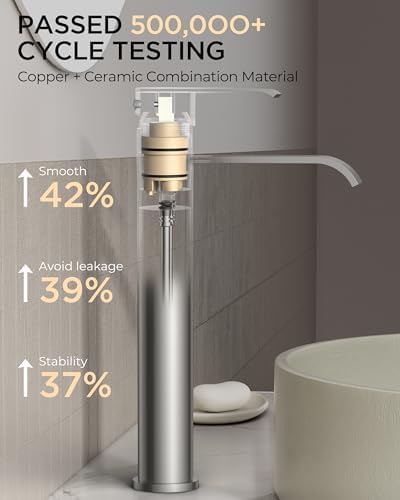FORIOUS Waterfall Bathroom Faucet Single Hole Brushed Nickel Vessel - Image 3