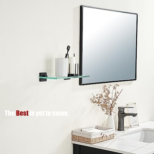 JQK Bathroom Glass Shelf Black, Tempered Glass Shower Storage 12 by 5 inches - Image 4