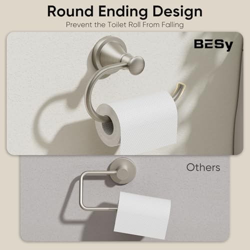 BESy Toilet Paper Holder Wall Mount Bathroom Tissue Holder Brushed Nickel - Image 4