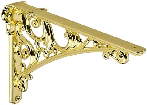 khtumeware Polished Brass Shelf Bracket 10 Inch, Decorative Brackets by khtumeware
