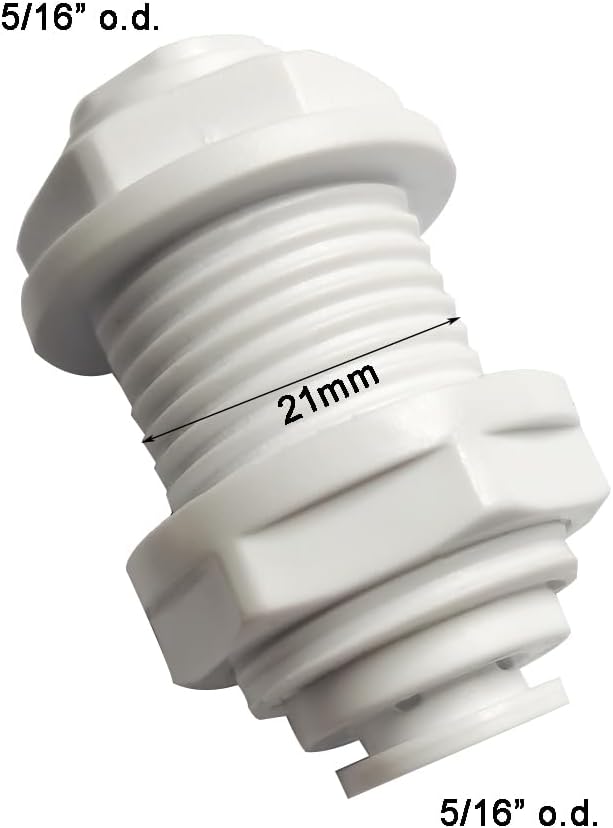 Food-Grade Quick Connector Push-In Tube Fitting, 5/16" Bulkhead Connector Equal - Image 2