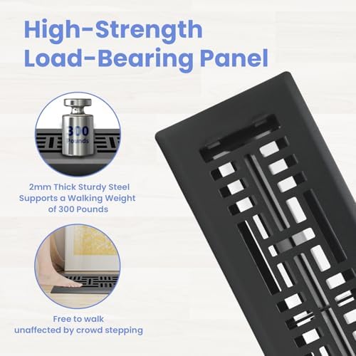 Howeall 2x12 Inches Heavy Duty Walkable Floor Register Easy Adjust Air Supply - Image 2