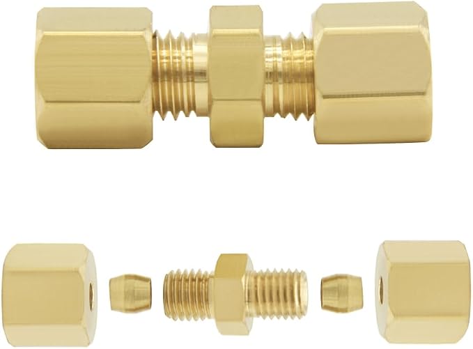Hooshing 10PCS Brass Compression Tube Fitting 1/8" OD x 1/8" OD Connector - Image 3