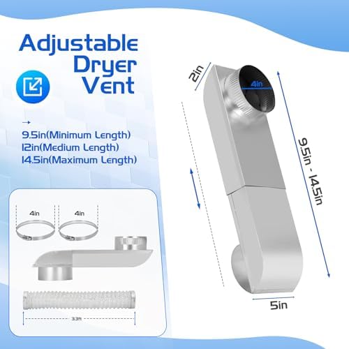 Periscope Dryer Vent Kit, 304 Stainless Steel, Adjustable 9.5-14.5in - Image 2