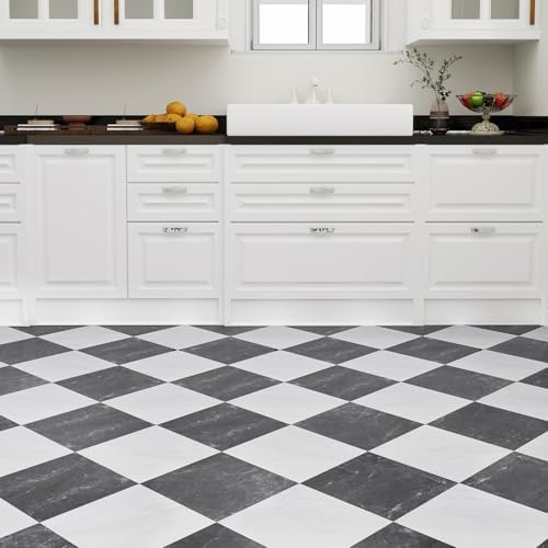 Peel and Stick Floor Tiles | Dark Gray Marble 30 Tiles - Image 4