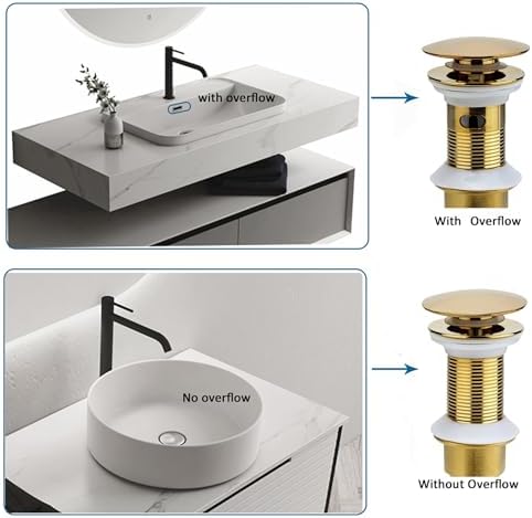 Rockgoya Bathroom Sink Drain, 2 Pack Gold Drain Stopper Bathroom Sink Without - Image 4