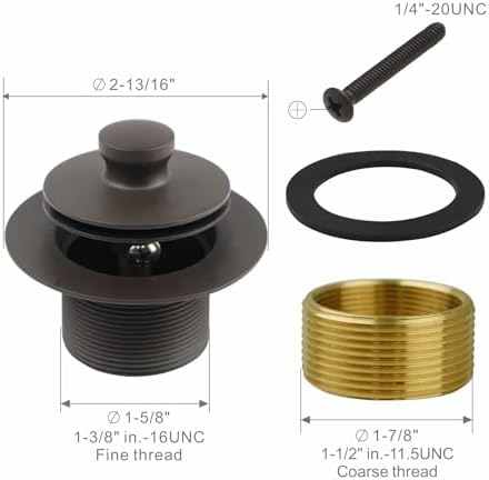 WELSAN Oil Rubbed Bronze Tub Drain and 1 Hole Faceplate Overflow Bath Kit - Image 5