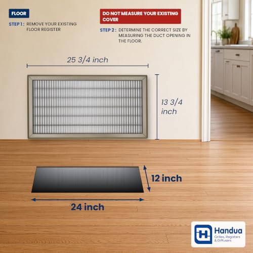 Fits 12x24 and 24x12 Duct Opening | Return Air Floor Grille by Handua | - Image 2