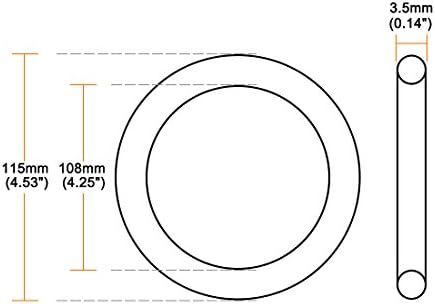 uxcell Silicone O-Ring, 115mm OD, 108mm ID, 3.5mm Width, VMQ Seal Rings Gasket - Image 2