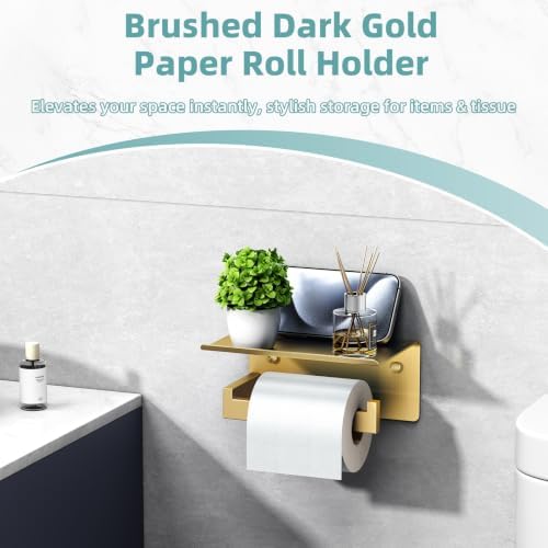 APLusee Brushed Dark Gold Toilet Paper Holder - Image 6