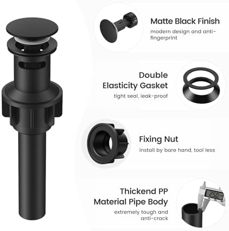 Bathroom Sink Drain with Overflow with Hair Catcher Anti-Clog Sink Strainer - Image 6