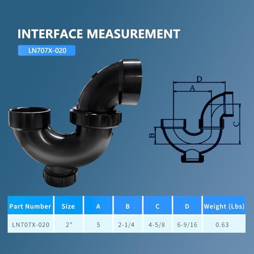 Lesso Inch ABS P-Trap – HUB x HUB x Cleanout - Image 2