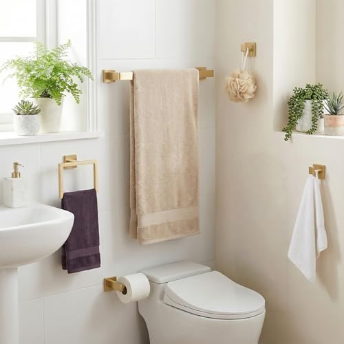 5-Piece Brushed Gold Bathroom Accessory Set, 16 Inch Bathroom Hardware Set - Image 2