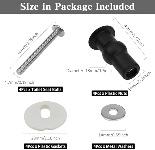 SelfTek 4 Pack Toilet Seat Bolts, Hinge Bolt Screws Toilet Seat Fixings Fix - Image 3