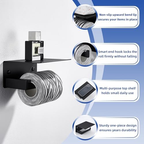 APLusee Matte Black Toilet Paper Holder - Image 5