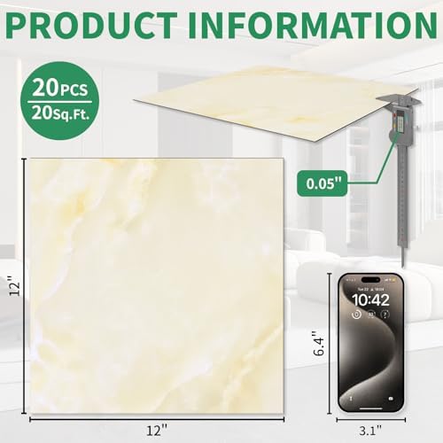 20-Pack Peel and Stick Floor Tiles Vinyl Floor 12 x 12 inch Self Adhesive - Image 3
