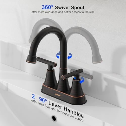 Bathroom Faucets, Hurran 4 inch Centerset 2-Handle Lead-Free - Image 3