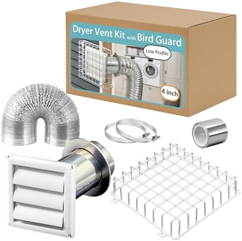 Dryer Vent Kit 4 Inch with Metal Bird Guard, Wall Sleeve & Wall Plate, Hose by Unknown