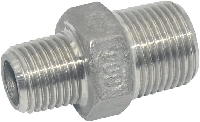 3/8" x 1/4" Male Threaded Reducing Nipple Fitting/Adapter, Stainless Steel - Image 3