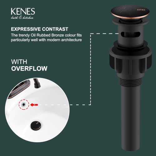 KENES 2 Pack Oil Rubbed Bronze Pop Up Bathroom Sink Drain - Image 3